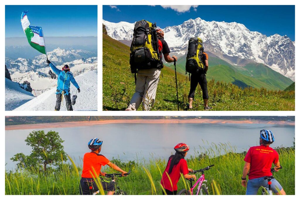 Randonnée et camping pour jeunes voyageurs dans la nature ouzbèke